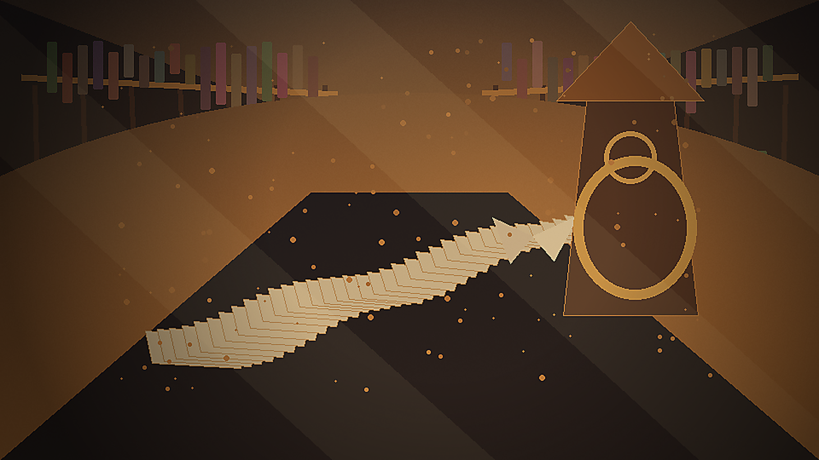 Bellkeeper Welcome ending background: a bronze bell tower and paper-bird guardian.